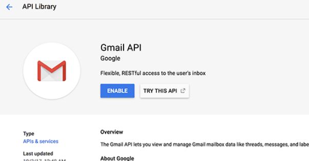API library Gmail SMTP