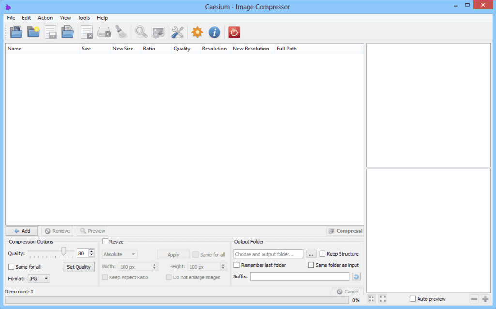 Caesium Compressor App Interface