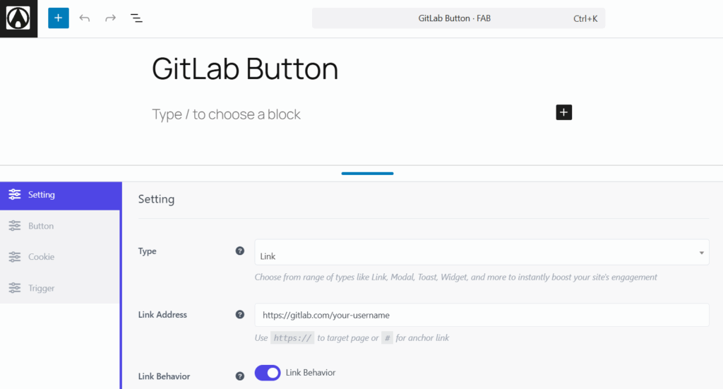 FAB GitLab Button CTA Customization