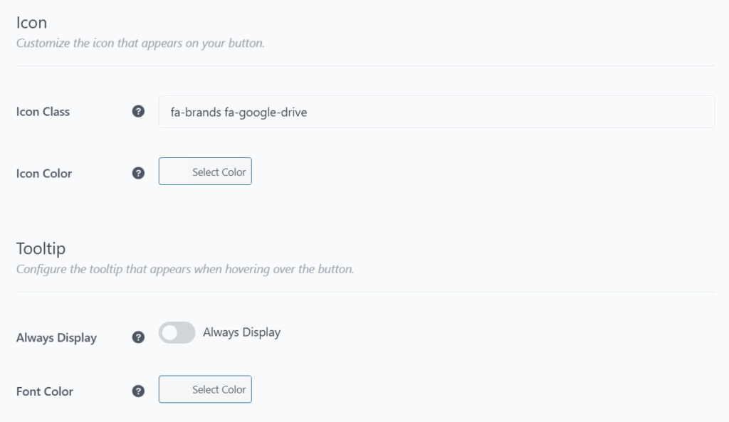FAB Google Drive Button Icon & Tooltip Setting