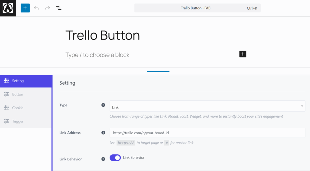 FAB Trello Button CTA Customization