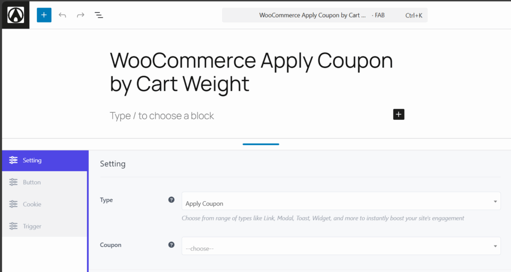 Apply Coupon by Cart Weight CTA Customization